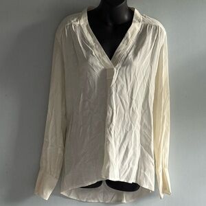 Helmut Lang Cream V-Neck Blouse size L